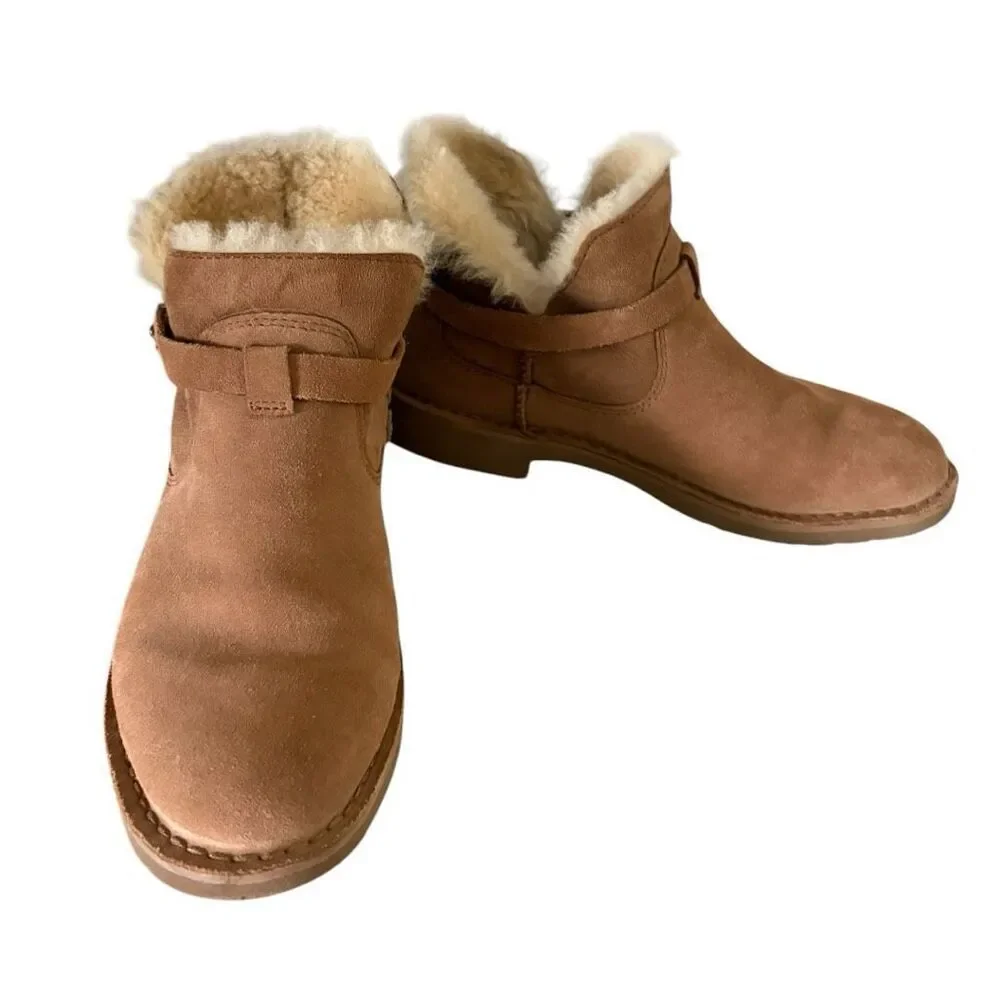 UGG Elisa Genuine Shearling Pull-on Bootie US Size 8.5 Women’s Chestnut Browm